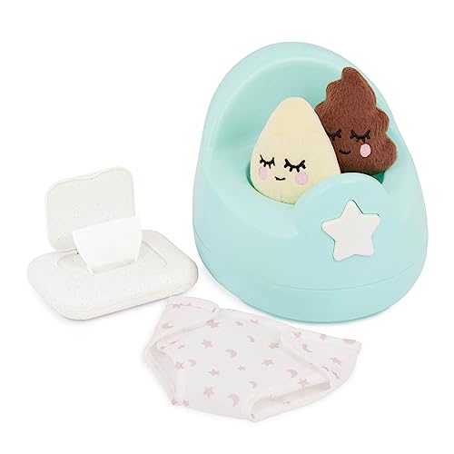 LullaBaby – Töpfchen Baby Puppenzubehör – mit 2 Geräuschen – Windel, Tücher, Plüsch – für 36 cm Baby Puppe – Spielzeug für Kinder ab 2 Jahren – Sternchen-Windel von LullaBaby