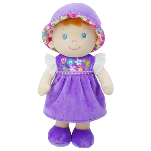 Lullaberry 30 cm Kuschelpuppe Laura – Weiche Baby Stoffpuppe Geschenk für 1–3-Jährige – Lila Kleid von Lullaberry