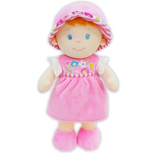 Lullaberry 30 cm Soft Dolly Emilia – gefüllte weiche Babypuppe Geschenk für 1–3 Jahre alte – rosa Kleid von Lullaberry