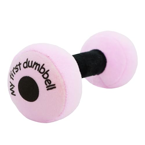 Lullaberry My First Hantel - Plüsch Baby Rassel Spielzeug - Sicheres, weiches Langhantel Workout Spielzeug für Säuglinge Jungen und Mädchen - Rosa von Lullaberry