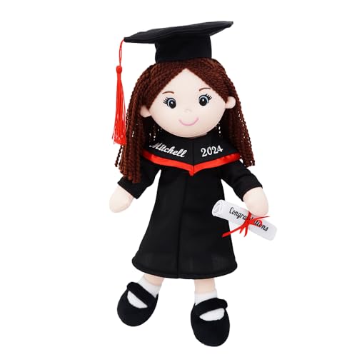 Lullaberry Personalisierte Abschlusspuppe – Mit Name, Text und Jahr – Weiche Stoffpuppe mit Hut und Talar – Geschenk zum Kita- oder Kindergartenabschluss – Mädchen von Lullaberry