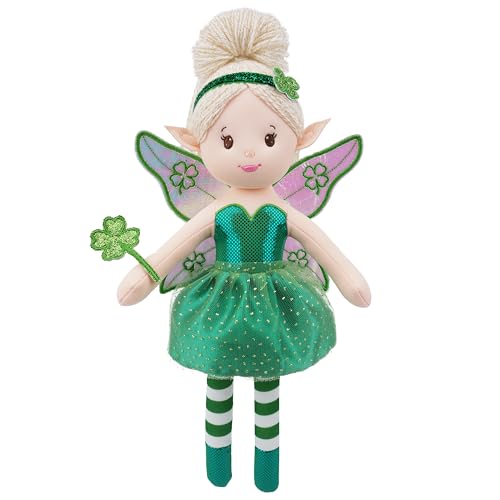 Lullaberry Verzauberte Feenpuppe Kleeblatt, 30 cm, Plüschpuppe, Geschenk, grünes Outfit und Flügel Lullaberry Verzauberte Feenpuppe Kleeblatt, 30 cm, Plüschpuppe, Geschenk, grünes Outfit und Flügel von Lullaberry