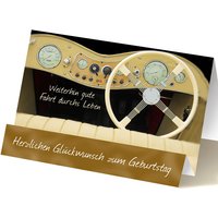 Geburtstagskarte Oldtimer-Motiv, mit Extraknick, inkl. Umschlag Geburtstagskarte Oldtimer-Motiv, mit Extraknick, inkl. Umschlag von Luma