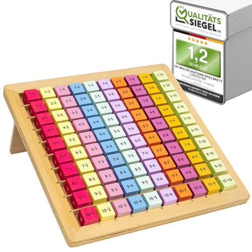 LumeeStar® 1x1 Multiplikations-Spielbrett, Buntes Holz Lernspielzeug, Interaktives Einmaleins Spiel für Grundschüler, Pädagogisches Mathe-Spielzeug, Geschenk zur Einschulung für Kinder ab 2. Klasse von LumeeStar