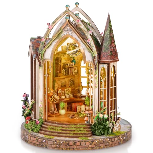 LumenVela Book Nook Kit, Puppenhaus Miniatur Haus DIY Miniature House mit LED Licht, Möbel, Blume für Geschenke, Bücherregal Dekoration, Interaktion zwischen Eltern und Kind (Sunshine Cottage) von LumenVela