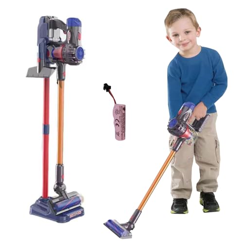 LumenVela Spielzeug Staubsauger für Kinder, 3-in-1 Staubsauger Spielzeug Set, Kinderstaubsauger mit echter Saugfunktion für Kinder 3 4 5 6 Jahren (Befestigungspfosten) von LumenVela