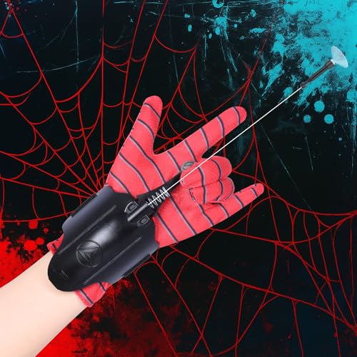 Spider Web Shooter 3.0-2,8m automatischer Seil Launcher mit LED-Lichtern und USB-Ladung - Superheld Rollenspiel Spielzeug für Kinder und Cosplay (schwarz) (Ohne licht) von Lumhew