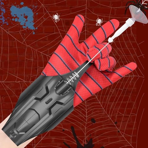Spider Web Shooter Toy 2.0 Upgrade, Real Web Launcher String Shooters Toy, Coole Gadgets String Gloves Shooters Toy für Superhelden-Fans (Black) von Lumhew