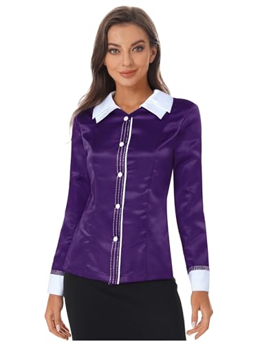 LumiJour Damen Geistlichenmantel Kontrastfarbiger Revers Knopfpfarrer Geistlichenkleider Priester Cosplay Kirchenchor Lila XL von LumiJour