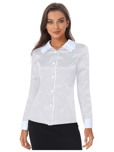 LumiJour Damen Geistlichenmantel Kontrastfarbiger Revers Knopfpfarrer Geistlichenkleider Priester Cosplay Kirchenchor Weiß XL von LumiJour