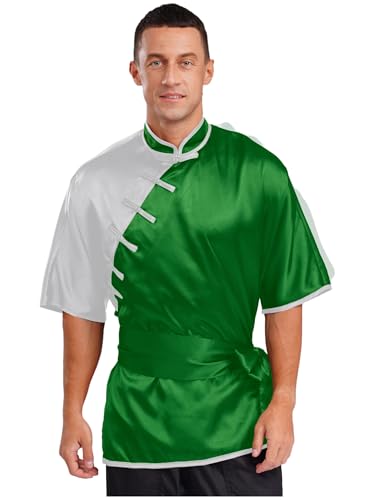 LumiJour Herren Damen Unisex Seidige Traditionelle Chinesische Tai Chi Uniformen Kung Fu Kleidung Shirts Grün L von LumiJour