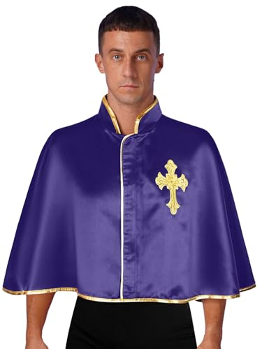 LumiJour Herren Glänzender Satin Priesterumhang Liturgischer Umhang Kirchenmann Geistlicher Christliches Kostüm Schal Lila Einheitsgröße LumiJour Herren Glänzender Satin Priesterumhang Liturgischer Umhang Kirchenmann Geistlicher Christliches Kostüm Schal Lila Einheitsgröße von LumiJour