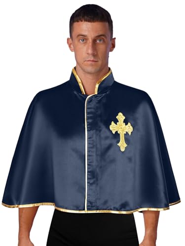 LumiJour Herren Glänzender Satin Priesterumhang Liturgischer Umhang Kirchenmann Geistlicher Christliches Kostüm Schal Marineblau Einheitsgröße LumiJour Herren Glänzender Satin Priesterumhang Liturgischer Umhang Kirchenmann Geistlicher Christliches Kostüm Schal Marineblau Einheitsgröße von LumiJour