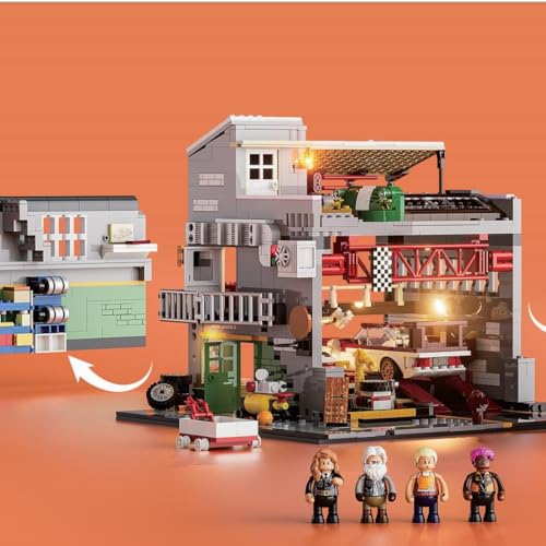LUMIBRICKS Straßenfusion Street MOD Garage Bausatz mit Licht– Modellbausatz im Retro-Industriedesign, 1935Pcs, L9088 von Lumibricks