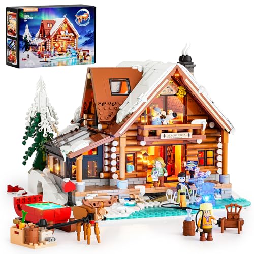 Lumibricks Aurora Cabin mit LED– 2425 Teile Holzhaus Bausatz mit Nordlicht-Projektion, Innovatives Aurora-Projektionslichtsystem, Immersive Arktische Szenen, Geschenk & Sammlerstück für Erwachsene von Lumibricks