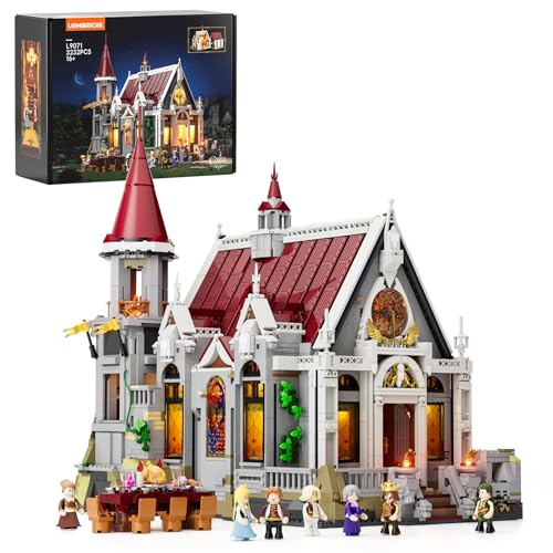 Lumibricks Mittelalter Castle Banquet Hall Bauset mit LED-Beleuchtung – 3232 Teile Große Burg mit Hochzeitsfest, 7 Minifiguren, Voll Bedruckte Steine – Sammlermodell für Erwachsene & Mittelalterfans von Lumibricks