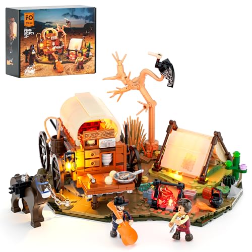 Lumibricks Western Cowboy Camp Set, Bauklötze Spielzeug - 542 Teile mit Licht, Modell mit Zelt & Küchenwagen, nostalgisches Western-Bauspielzeug für Fans der Cowboy-Kultur Lumibricks Western Cowboy Camp Set, Bauklötze Spielzeug - 542 Teile mit Licht, Modell mit Zelt & Küchenwagen, nostalgisches Western-Bauspielzeug für Fans der Cowboy-Kultur von Lumibricks