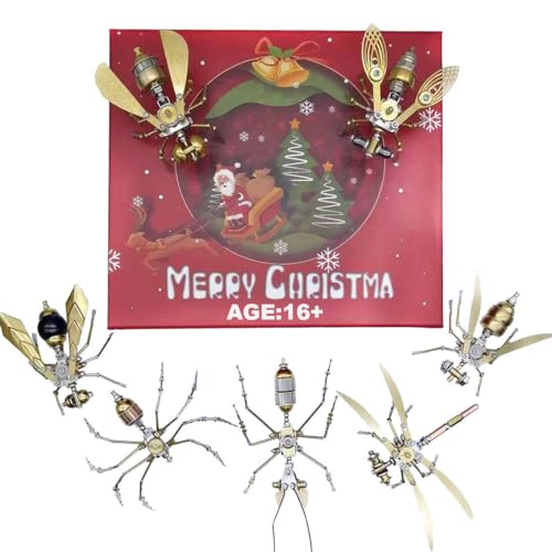 LuminaNova 3D Steampunk Metall Insekt Modell, DIY Mini Steampunk Kleine Insekten Puzzle, Kreativ Weihnachten Geschenke für Kinder Und Erwachsene (Weihnachts-Set von 7) von LuminaNova