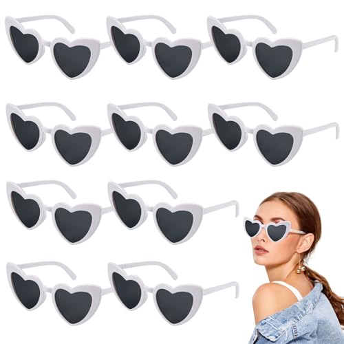 10 Stück Brille Herzform,Herzförmige Party-Sonnenbrille,Retro Herz Sonnenbrille,Team Braut Herz Brille,Sonnenbrille Weiß,90er Jahre Hippie Herzförmige Brille,für Fasching Foto Requisiten Geburtstags 10 Stück Brille Herzform,Herzförmige Party-Sonnenbrille,Retro Herz Sonnenbrille,Team Braut Herz Brille,Sonnenbrille Weiß,90er Jahre Hippie Herzförmige Brille,für Fasching Foto Requisiten Geburtstags von LuminaryLair