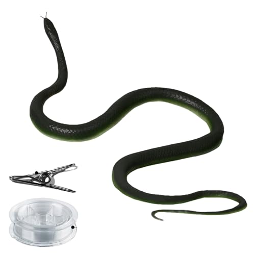 47 Zoll gefälschtes Schlangenspielzeug, realistisches Schlangenspielzeug, Schlangenstreich mit Schnur, Silikonschlangenfigur, Gartenschlange erschreckt Vögel und Eichhörnchen, gefälschtes Schlangenspi von Lumiscent