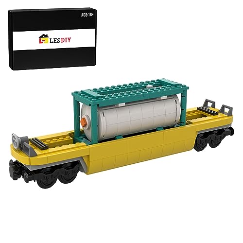 Lumitex Technology Zug Eisenbahn Bausatz, 404 Teile Klemmbausteine Container-Güter-Ölkesselwagen Bausteine Railway Train von Lumitex