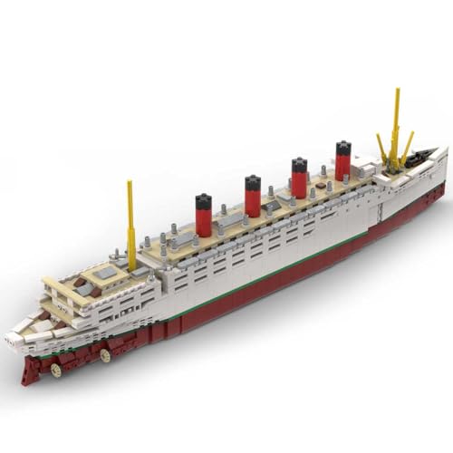 Lumitex Technoloy RMS Mauretania Schiff Modellbausatz, 1871 Teile 1:400 MOC Militär Kreuzfahrtschiff Baustein Spielzeug für Erwachsene Kompatibel mit 10294 - Entworfen von bru_bri_mocs von Lumitex