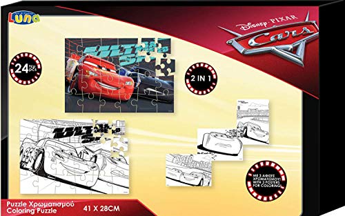 Luna 2in1 Puzzle Malpuzzle Cars 24-TLG. mit Ausmalbilder Format 41x28 cm von Luna