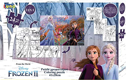 Luna 2in1 Puzzle Malpuzzle Frozen II 24-TLG. mit Ausmalbilder Format 41x28 cm von Luna