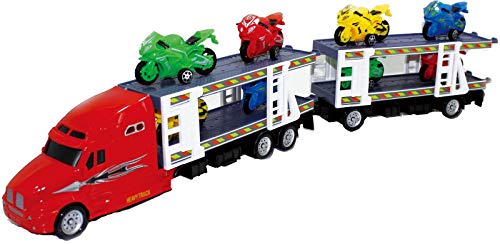 Luna Autotransporter 53 cm LKW Lastwagen Mega Truck m. Anhänger 8 Motorräder +3J Luna Autotransporter 53 cm LKW Lastwagen Mega Truck m. Anhänger 8 Motorräder +3J von Luna