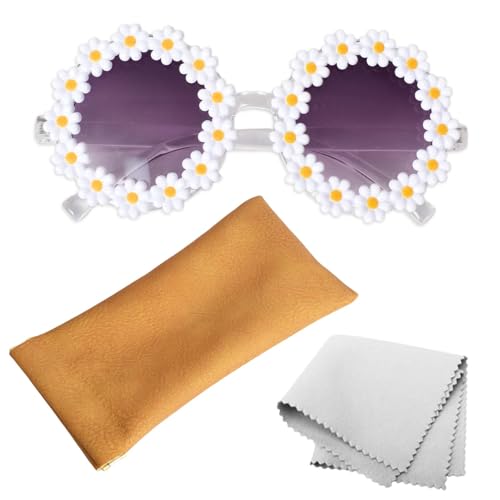 Lunaanda Sonnenbrille Kinder mit Auto-Schließbrillenetui und Reinigungstuch, Gänseblümchen Runde Sonnenbrille UV400 Schutz Blumenform Brille für Mädchen, Kleinkinder und Kinder Outdoor Strand Party Lunaanda Sonnenbrille Kinder mit Auto-Schließbrillenetui und Reinigungstuch, Gänseblümchen Runde Sonnenbrille UV400 Schutz Blumenform Brille für Mädchen, Kleinkinder und Kinder Outdoor Strand Party von Lunaanda