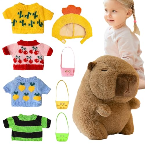 Capybara-Capybara PLüsch, 9 Zoll Puppe, 9 Zoll Kommodepuppe | Pelzige Kinderspielzeug mit Kleidung und Zubehör, weiche Dekoration Wohnzimmer für das Wohnzimmer, Capyb von Lunaobrik