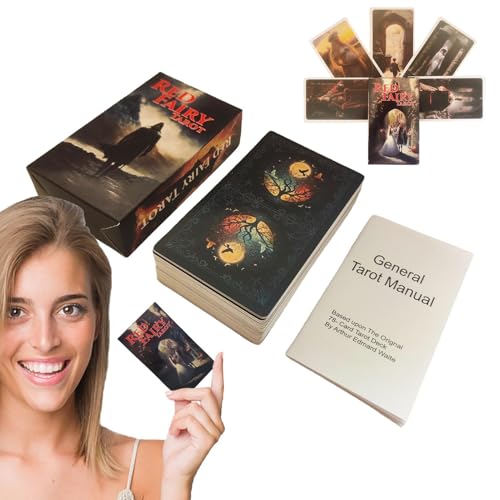 Essensagentur bei start Cards-Red Tarone Fortune erzählt Spielkarten, Vermögen-Boxen, die die Karten bei Start erzählen | Spiel Wahrsagerei des Schicksals, englische Version Taro Decks von Lunaobrik
