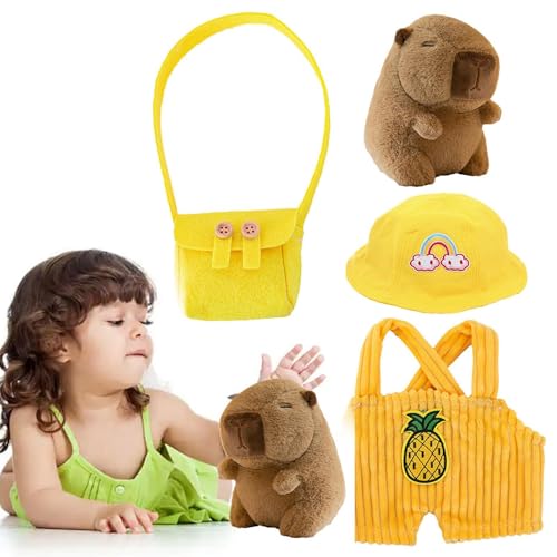Lunaobrik Capybara Plüschtier Spielzeug Capybara Plush, realistische Substanzen von Capybara mit Kleidung und | Heimdekoration, Capybara Plüschtiere für Wohnzimmer, von Lunaobrik