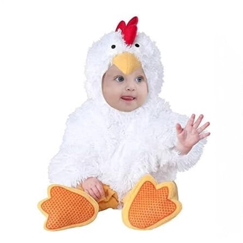 Lunaobrik HALLOWEEN KOSTEN HÜHNCHEN KINDER HÜHNCHEN FÜR BABY | Set aus langärmligen Plüschtieren Hut Schuhe | Bodyuzzy Fuzzy Cosplay Strampler von Lunaobrik