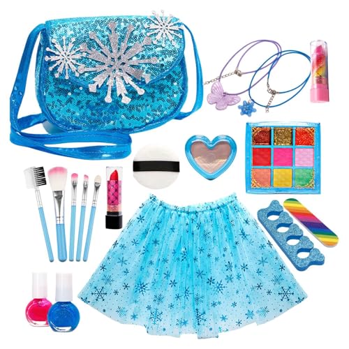 Lunaobrik Make-up-Kits für kleine Mädchen | 18X Real Cosmetic Kits Mädchen Spielzeug Waschbar | Umfangreiches Make-up-Set, Nagelzubehör-Set, Make-up-Werkzeug-Set für 3-12 Jahre altes Mädchen von Lunaobrik