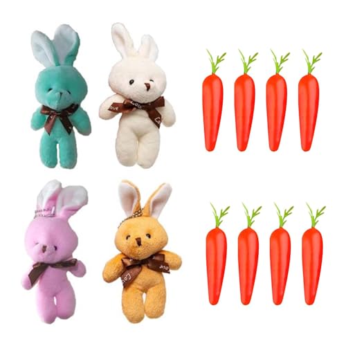 Lunaobrik Osterhasen-Plüschtier, niedliches Kaninchen-Plüschtier, 12 x Set, weich und bequem | Entzückender Plüsch-Osterhase, Karotte, niedliches Plüschtier von Lunaobrik