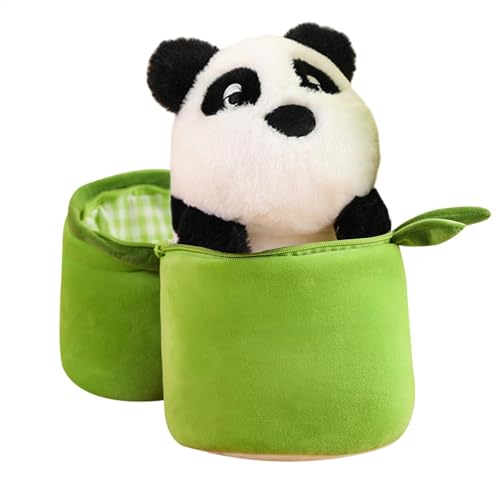 Lunaobrik Panda mit Bambusplüsch, Bambus Panda Plüsch | Plüschpuppe Anime Kid Toy | Bequemes gefülltes Tierkissen, Kinder schlafen Begleiter für die Schlafengehen, Geburtstag von Lunaobrik