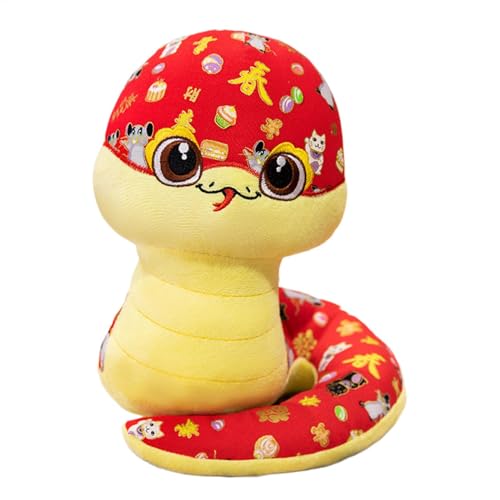 Lunaobrik Plüschpuppe mit chinesischer Schlange, chinesisches Neujahrs-Schlangenplüsch, gefüllte Schlange für das Frühlingsfest, Spielzeug und Gummiband von Lunaobrik