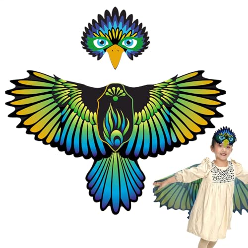 Lunaobrik Polyester Bird Wings Kostüm - Kreative -Dress -Kleidung, modische Vogelflügelkostüm | Cosplay-Kleid für Kinder mit Vogelmasque, klein-kind-Kleidungskostüme, 47,24 x 30,31 Zoll von Lunaobrik