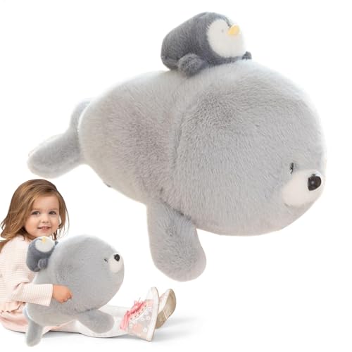 Lunaobrik SIGILE PEFFED TIER, SEAL PUNNOTO - Weiche Plüschtierpuppe - Multifunktionale Begleitpuppe für Kinder Erwachsene, Cartoon-Kissen Spielzeug von Lunaobrik