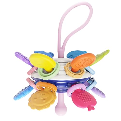 Lunaobrik Ziehen Sie Baby-Seilspielzeug, sensorisches Zugspielzeug, feiner Motor Skills Travel Pull Seil Food Grade Tirling String | Frühe pädagogische sensorische Spielzeuge, Teether Ball von Lunaobrik