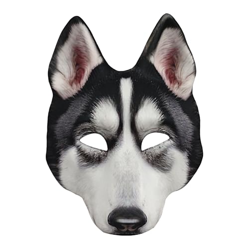Realistischer Karneval Masque - Kostümkostüm -Cosplay -Requisiten, Husky Masque | Starke materielle Tiere Hund Maske gruselig, Tier Huskee Maske für Weihnachten Ostern Neuheit Kostümparty Accessoires von Lunaobrik