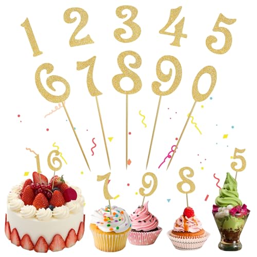 LunarCharm 10 Stück Glitzer Nummer Cake Topper Zahlen 0-9 Geburtstag Tortendeko Kuchenstecker Cupcake, Geeignet für Geburtstagsfeiern Jeden Alters Hochzeitsparty LunarCharm 10 Stück Glitzer Nummer Cake Topper Zahlen 0-9 Geburtstag Tortendeko Kuchenstecker Cupcake, Geeignet für Geburtstagsfeiern Jeden Alters Hochzeitsparty von LunarCharm