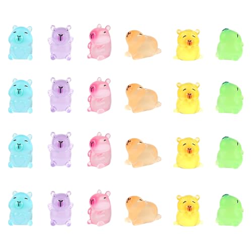 LunarCharm 24 Stück leuchtende Mini-Capybara-Figuren, farbenfrohe kleine Capybaras für Puppenhaus, Miniaturen, Armaturenbrett im Auto, Feengarten, Geburtstagsdekorationen LunarCharm 24 Stück leuchtende Mini-Capybara-Figuren, farbenfrohe kleine Capybaras für Puppenhaus, Miniaturen, Armaturenbrett im Auto, Feengarten, Geburtstagsdekorationen von LunarCharm