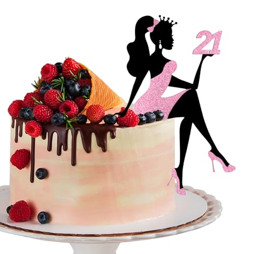 LunarCharm Mädchensilhouette Tortendeko, 21 Geburtstag Cake Topper Glitter High Heel Mädchen Kuchen Deko für Mädchen Lady Bachelorette Thema Geburtstag Party Tortendeko LunarCharm Mädchensilhouette Tortendeko, 21 Geburtstag Cake Topper Glitter High Heel Mädchen Kuchen Deko für Mädchen Lady Bachelorette Thema Geburtstag Party Tortendeko von LunarCharm