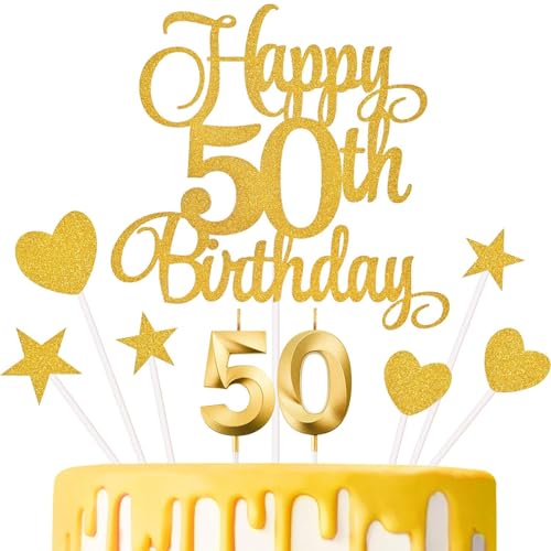LunarCharm Tortendeko 50 Geburtstag Mann Frau, 50. Torten Deko mit Geburtstagskerzen, Gold Kuchen Deko 50. Geburtstag, für 50 Geburtstag Deko Cake Decoration LunarCharm Tortendeko 50 Geburtstag Mann Frau, 50. Torten Deko mit Geburtstagskerzen, Gold Kuchen Deko 50. Geburtstag, für 50 Geburtstag Deko Cake Decoration von LunarCharm