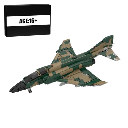 F-4 Militär Jet, Flugzeug Klemmbausteine Bausatz im Maßstab 1/35, Modellbausatz Luftwaffe Kampfflugzeug Technik Set, Kämpfer Geschenk für Kinder & Erwachsene MOC-178143 (1396 Teile) von Lunaro