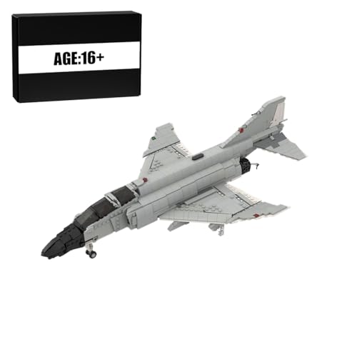F-4 Militär Jet, Flugzeug Klemmbausteine Bausatz im Maßstab 1/35, Modellbausatz Luftwaffe Kampfflugzeug Technik Set, Kämpfer Geschenk für Kinder & Erwachsene MOC-178143 (1797 Teile) von Lunaro