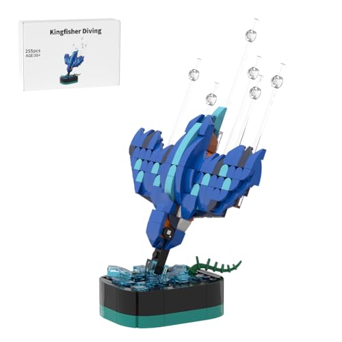 Lunaro Eisvogel Klemmbausteine Set MOC-179224 Tauchender Vogel Modellbausatz für Erwachsene & Jugendliche Mini-Tierwelt, Dekoration & kreatives Sammlerstück (255 Teile) von Lunaro