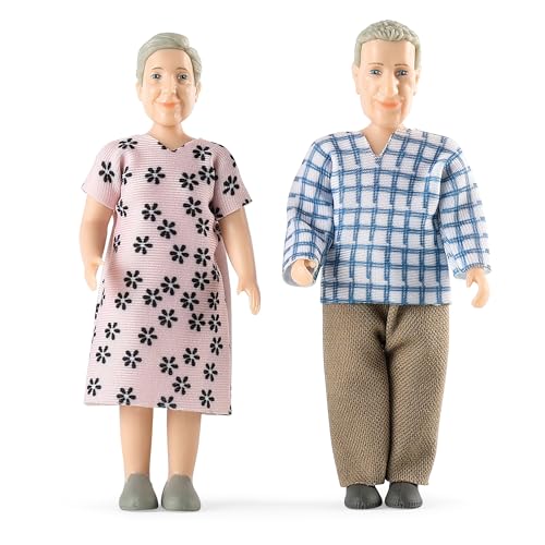Lundby Puppenhaus Puppen Set - Charlie Großeltern Biegepuppen, Hochwertiges Puppenhaus Zubehör, Puppe für Jungs & Mädchen - Kleine Puppenfiguren für Puppenfamilie - 2 x Puppe ab 3 Jahre von Lundby
